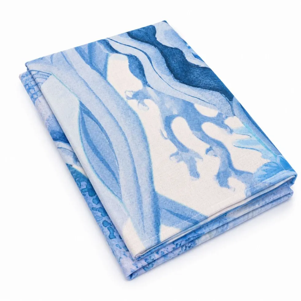 Tovaglia antimacchia Kiki Mare Stelle Conchiglie Alghe Azzurre 140x240
