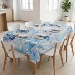 Tovaglia antimacchia Kiki Mare Stelle Conchiglie Alghe Azzurre 140x240