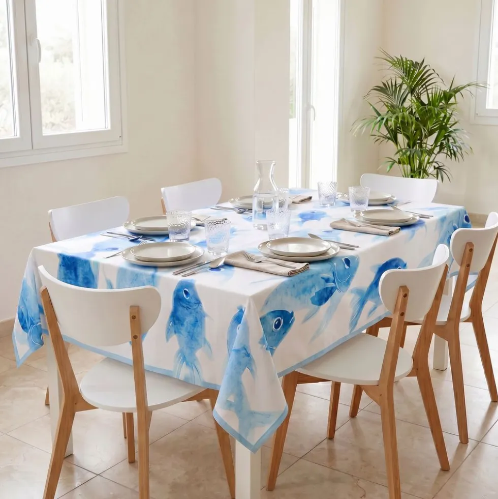 Tovaglia antimacchia Kiki Mare Pesci Azzurri Grandi 140x320
