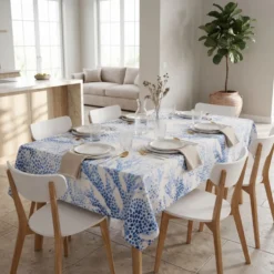 Tovaglia antimacchia Kiki Mare Coralli Mosaico Azzurri 140x180