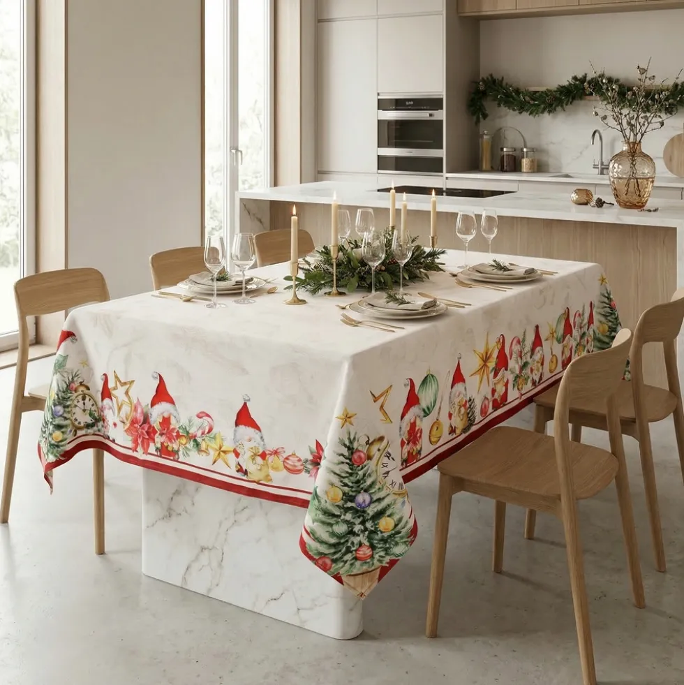Tovaglia antimacchia Kiki XMAS Gnometti 140 x 180