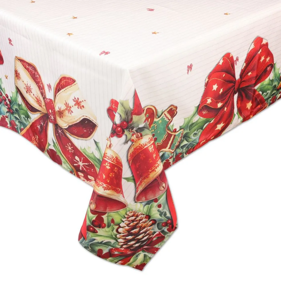 Tovaglia antimacchia Kiki XMAS Fiocchi e Campane 140 x 240