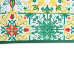 Tovaglia antimacchia rotonda Hydro Maiolica Disegno 4 Verde Giallo Rosso 160