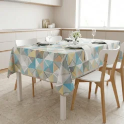 Tovaglia Antimacchia Splash Astratto Quadretti Puntini Tortora 140 x 180