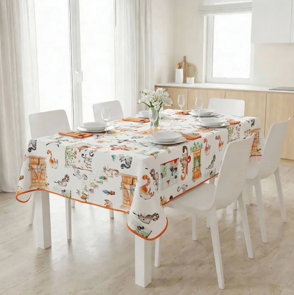 Tovaglia Antimacchia Splash Coccolosa Gatti Buffi 140 x 300