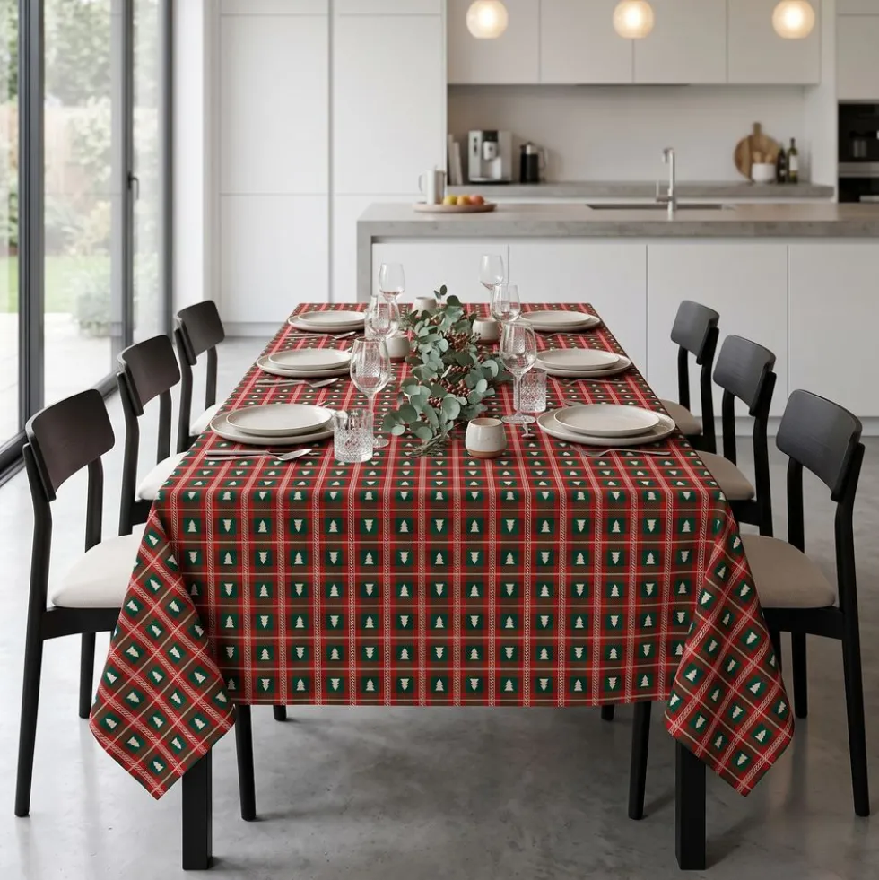 Tovaglia in scatola regalo Gretel Pinetti rossi e verdi 140 x 180