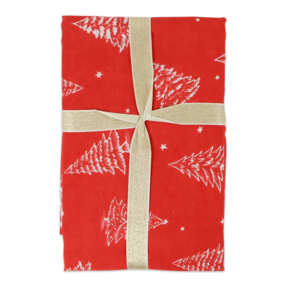 Tovaglia Magic Natale ASS. 6 Alberelli fondo Rosso 130 x 300