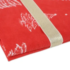 Tovaglia Magic Natale ASS. 6 Alberelli fondo Rosso 130 x 170