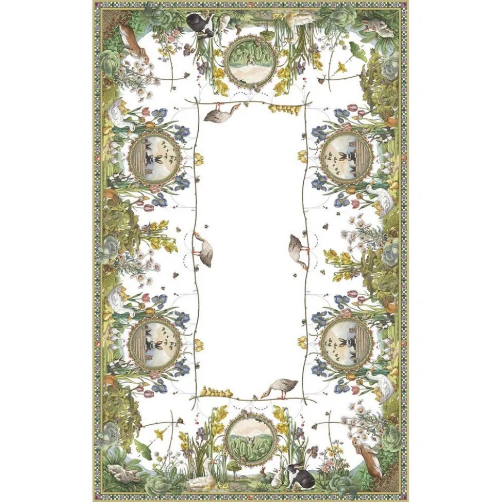 Tovaglia Tessitura Toscana Bunny Garden 100% Lino 170 x 270
