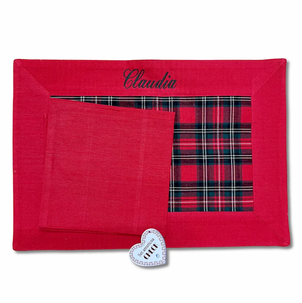Tovaglietta Americana Check Tartan rosso