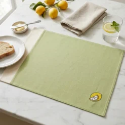 Tovaglietta Americana in Cotone Doubleface ricamo Limone