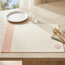 Tovaglietta Americana in Cotone Doubleface ricamo Conchiglia
