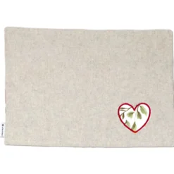 Tovaglietta Americana in Cotone Cuore Applicato Rosso Fiori