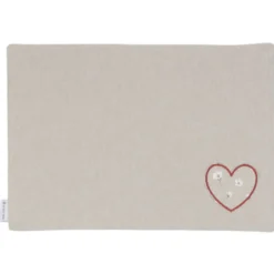 Tovaglietta Americana in Cotone Cuore Applicato Rosso Margherite