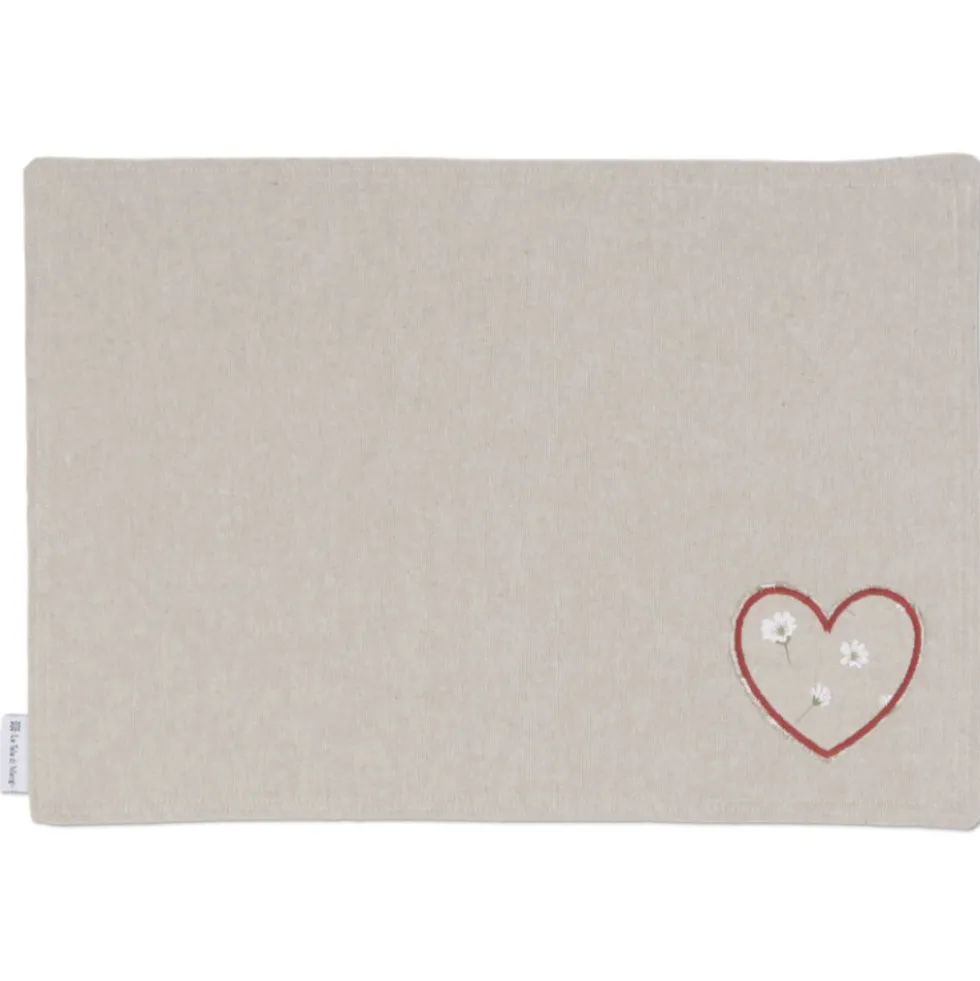 Tovaglietta Americana in Cotone Cuore Applicato Rosso Margherite