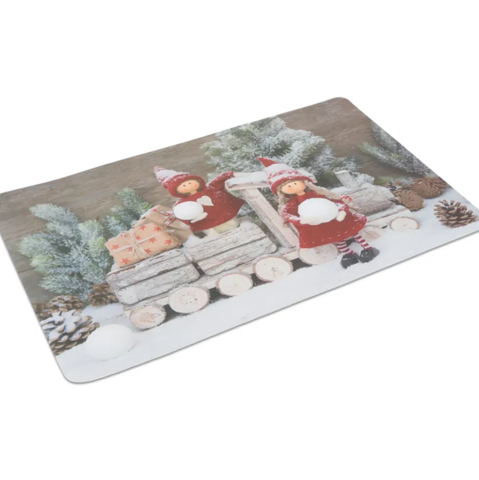 Tovaglietta Americana XMAS Happy Holidays in PVC Statuette Innevate