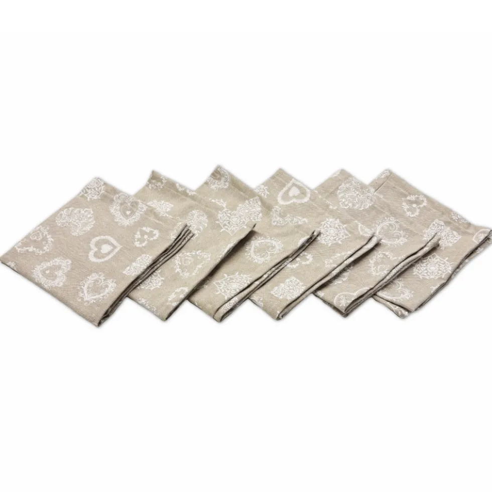 Tovagliolo su misura Cuori bianchi fondo Beige