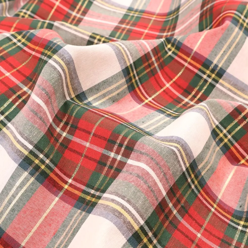 Tovagliolo su misura Tinto in filo Tartan Bianco