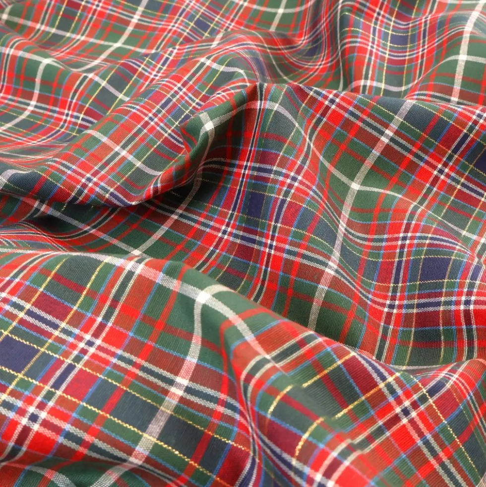 Tovagliolo su misura Tinto in filo Tartan Verde dettaglio Lurex