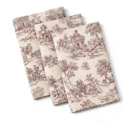Tovagliolo su misura Toile de Jouy Bordeaux fondo Panna
