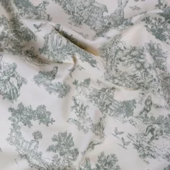 Tovagliolo su misura Toile de Jouy Salvia fondo Panna