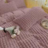 Trapunta Pelliccia ecologica imbottita Quadrotta Rosa 260 x 260